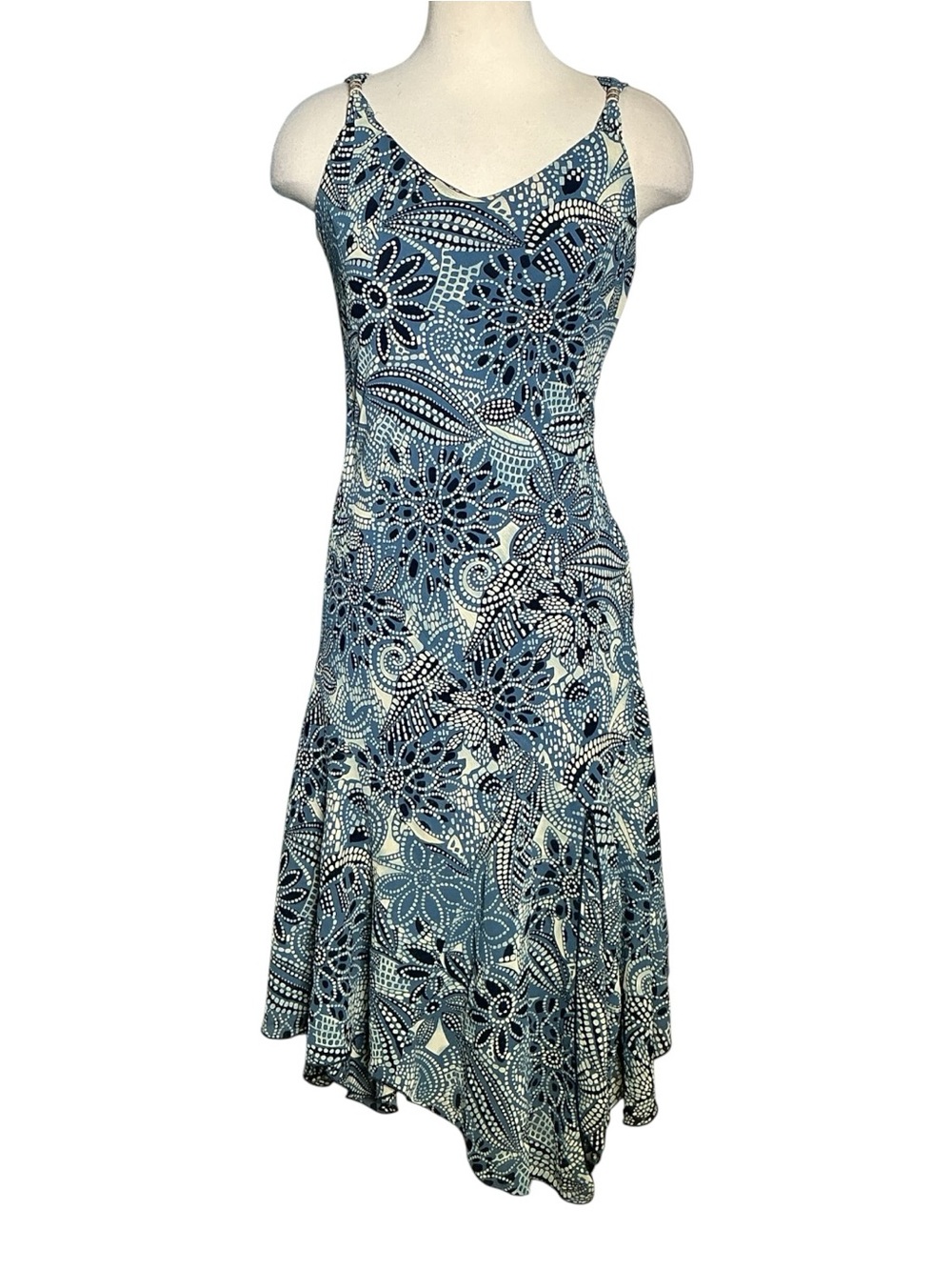 Vintage Y2K R&M Floral Print Polkadot Asymmetrical Maxi Dress